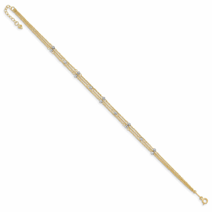 Lovely Rita's Anklets 14k Two-tone Gold Triple Strand Design Anklet