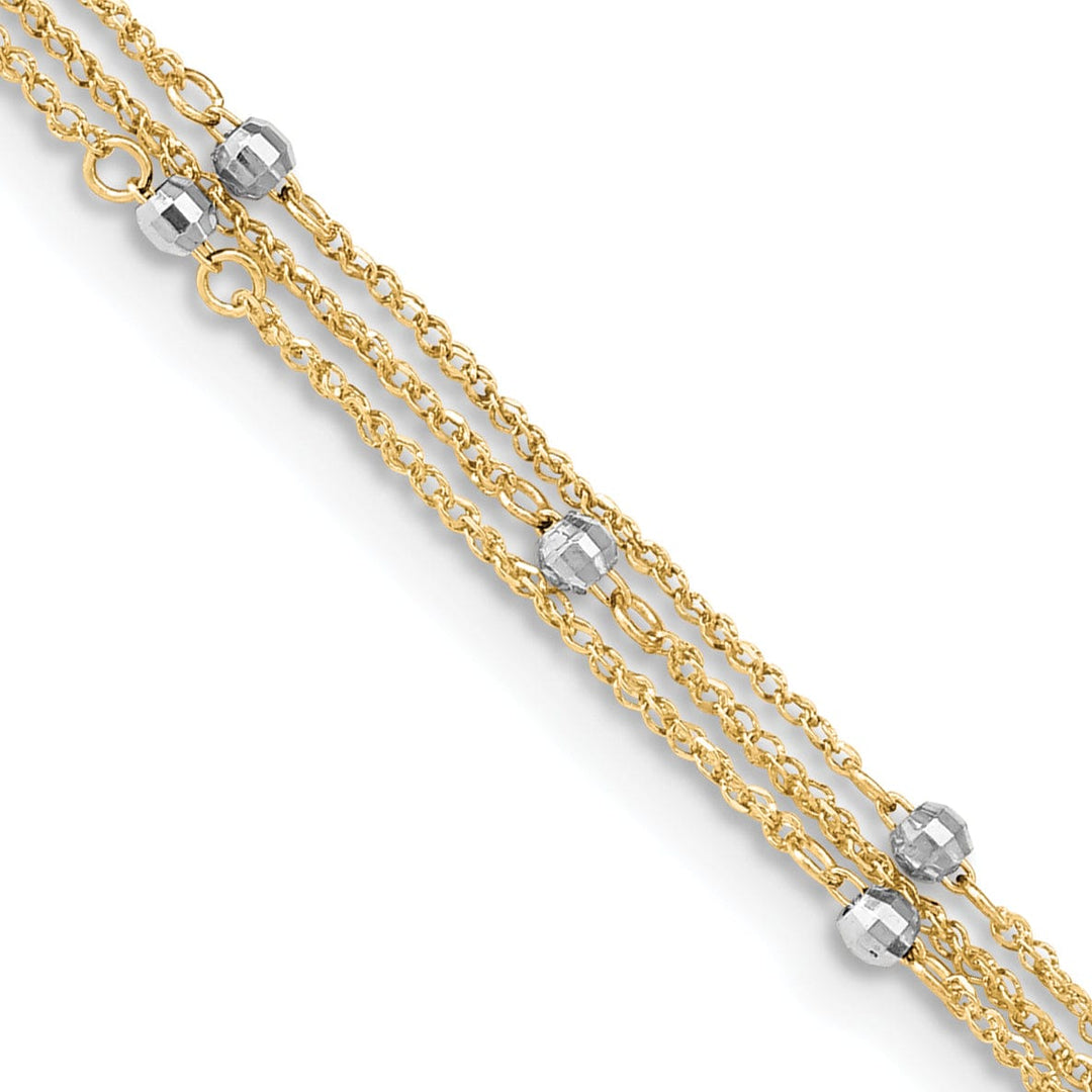 Lovely Rita's Anklets 14k Two-tone Gold Triple Strand Design Anklet