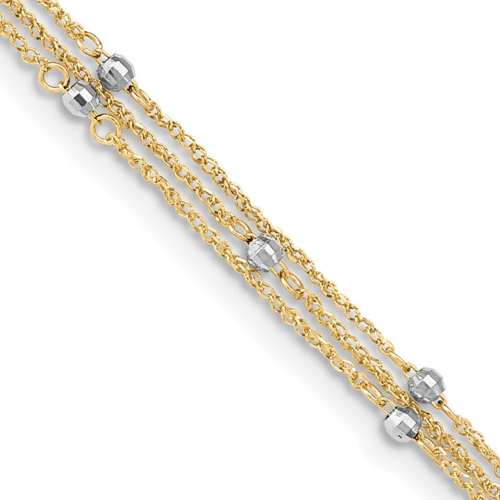 Lovely Rita's Anklets 14k Two-tone Gold Triple Strand Design Anklet