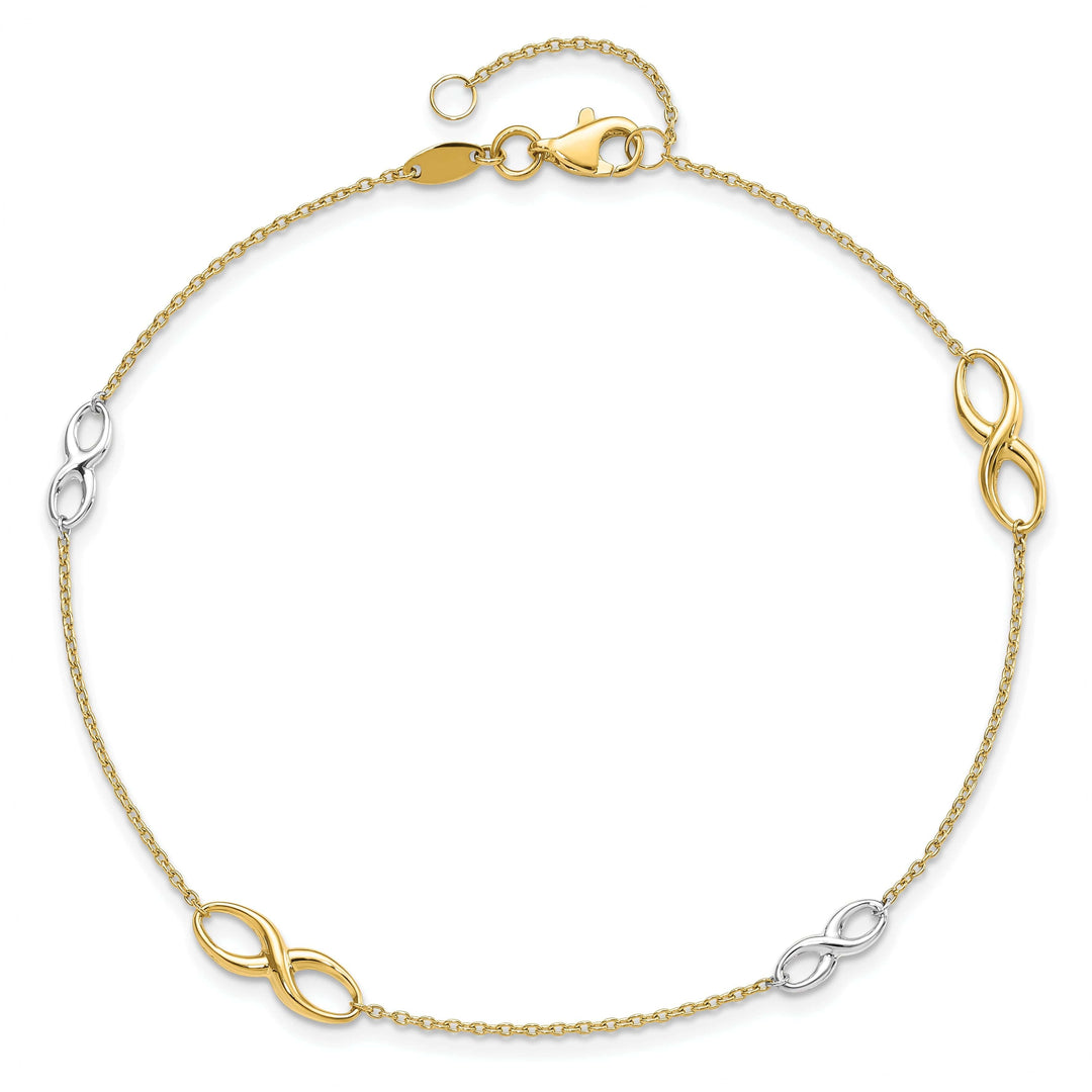 Lovely Rita's Anklets 14k Two tone Polished Anklet