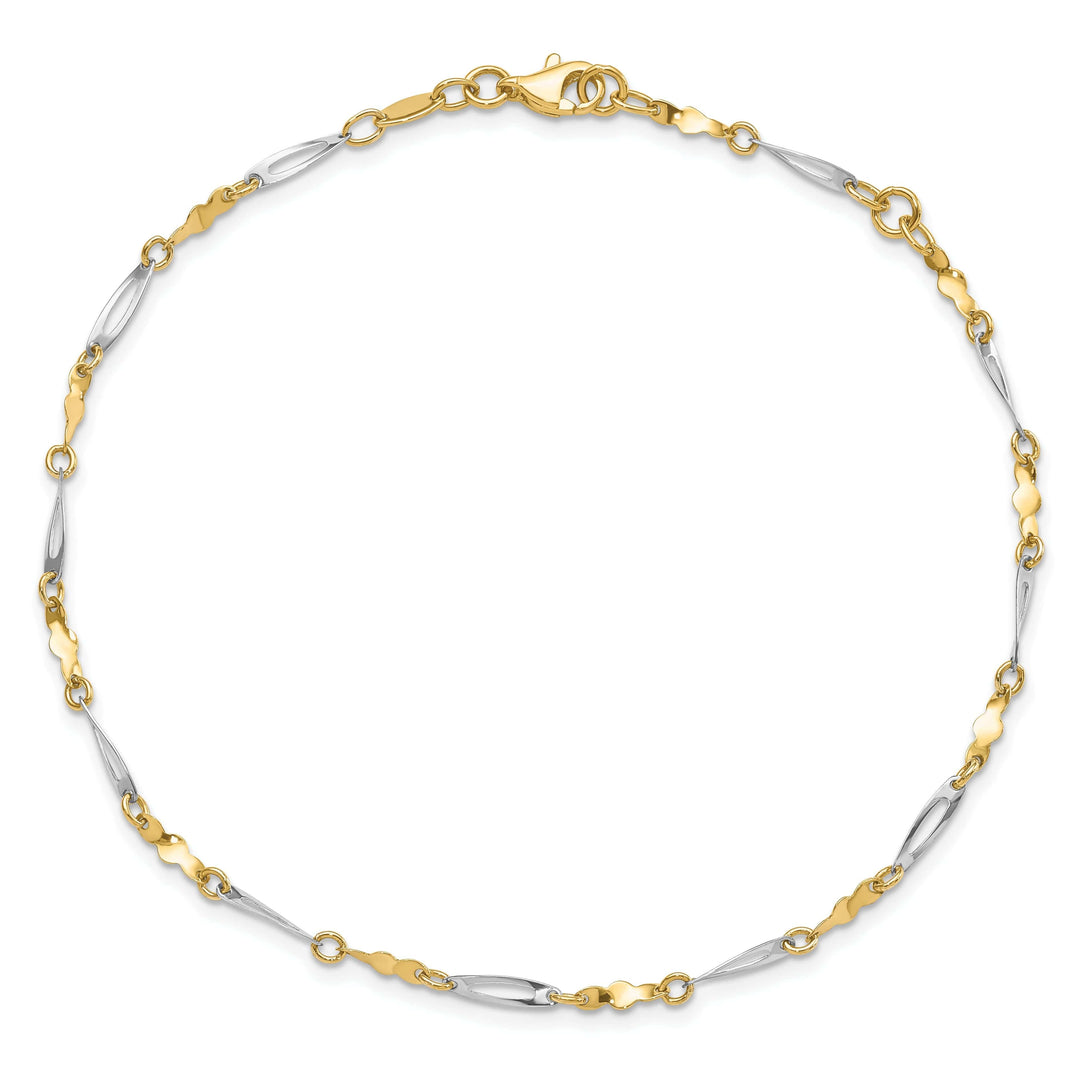 Lovely Rita's Anklets 14k Two-tone Polished Fancy Link Anklet