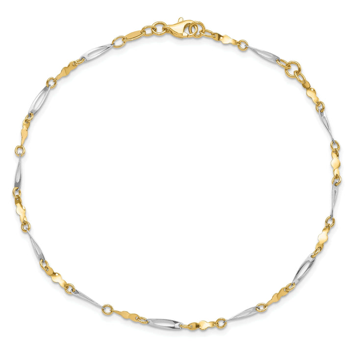 Lovely Rita's Anklets 14k Two-tone Polished Fancy Link Anklet