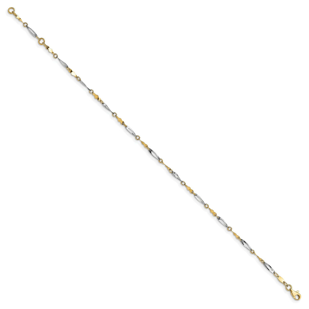 Lovely Rita's Anklets 14k Two-tone Polished Fancy Link Anklet