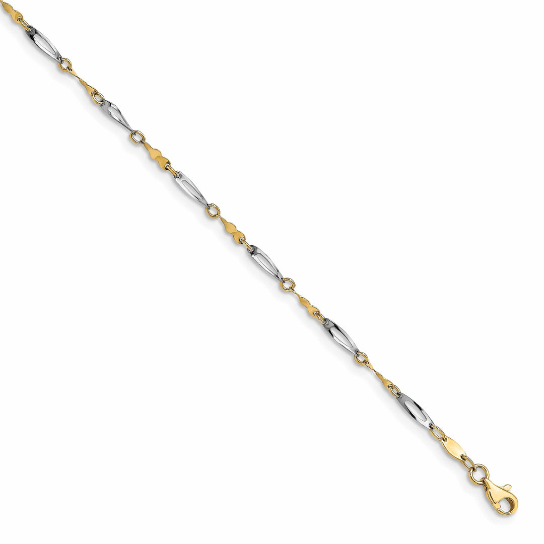 Lovely Rita's Anklets 14k Two-tone Polished Fancy Link Anklet
