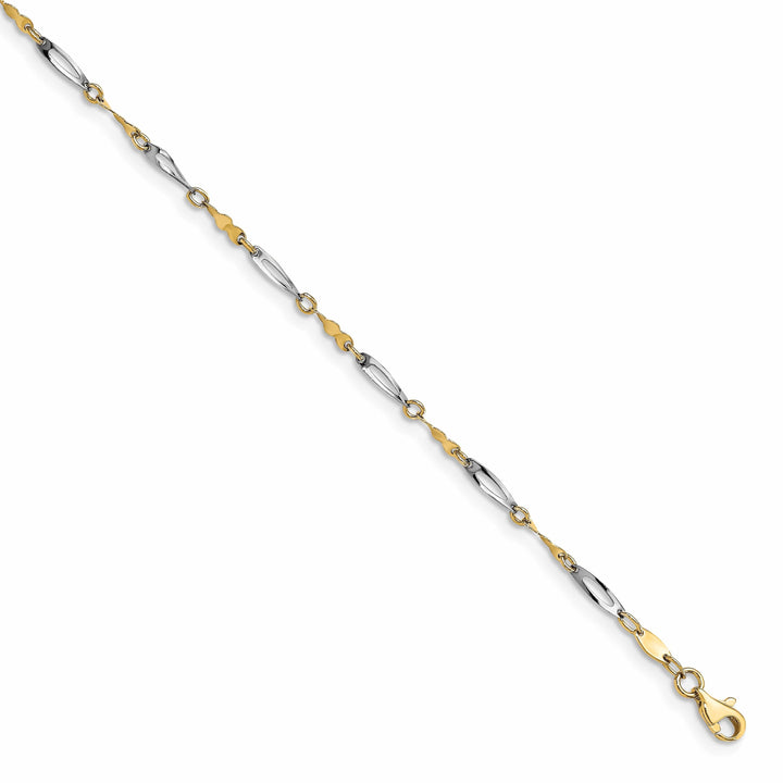 Lovely Rita's Anklets 14k Two-tone Polished Fancy Link Anklet