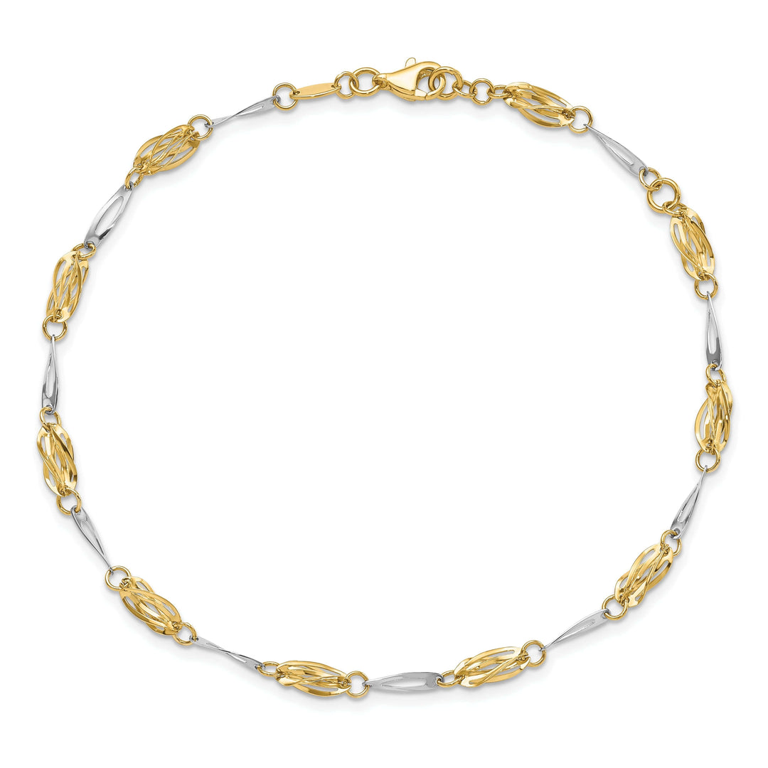 Lovely Rita's Anklets 14k Two-tone Polished Fancy Link Anklet