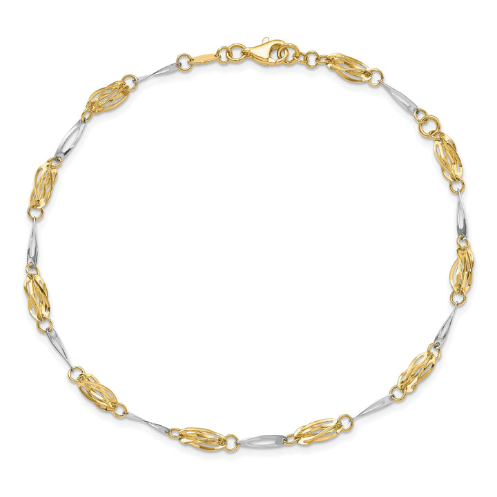 Lovely Rita's Anklets 14k Two-tone Polished Fancy Link Anklet