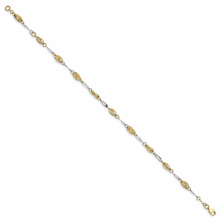 Lovely Rita's Anklets 14k Two-tone Polished Fancy Link Anklet