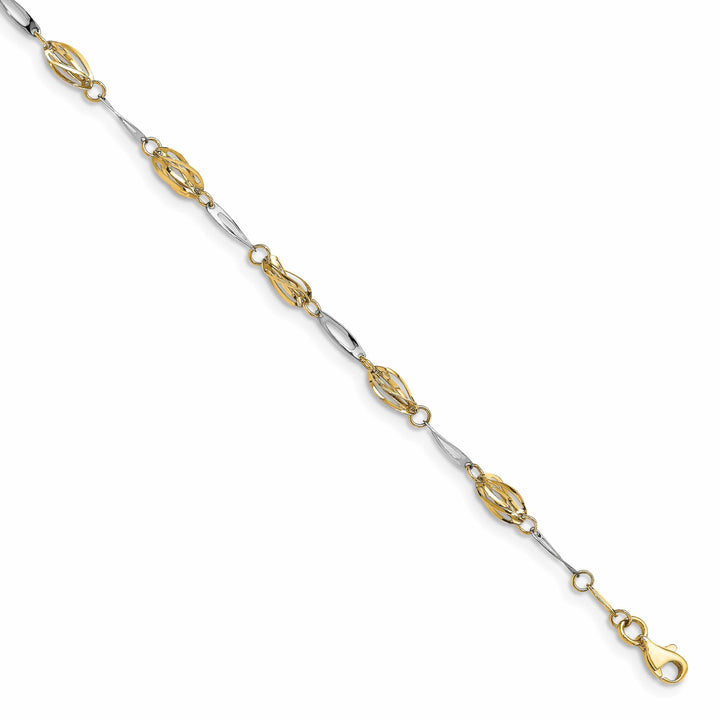 Lovely Rita's Anklets 14k Two-tone Polished Fancy Link Anklet