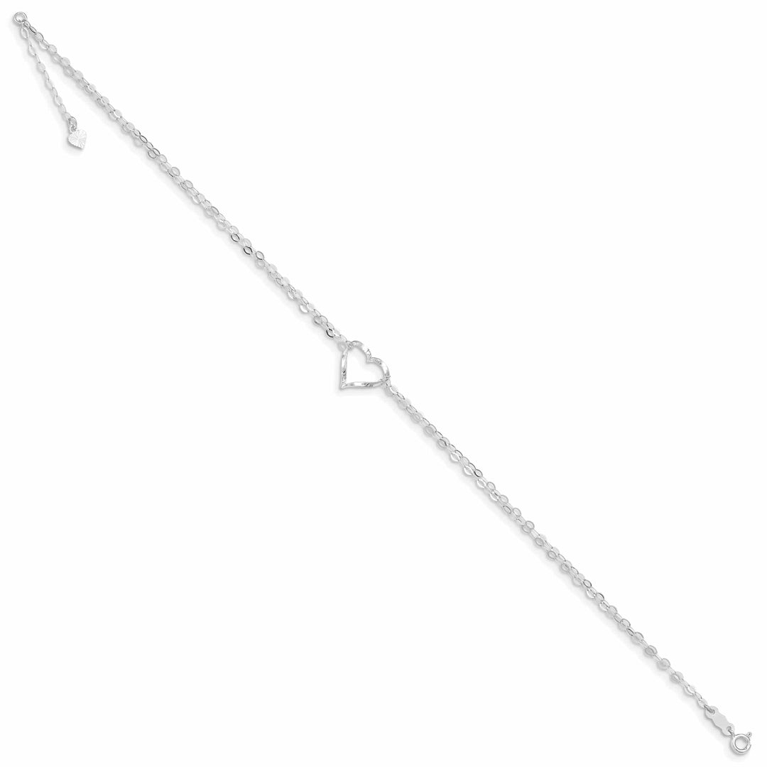 Lovely Rita's Anklets 14k White Gold Double Strand Heart Anklet
