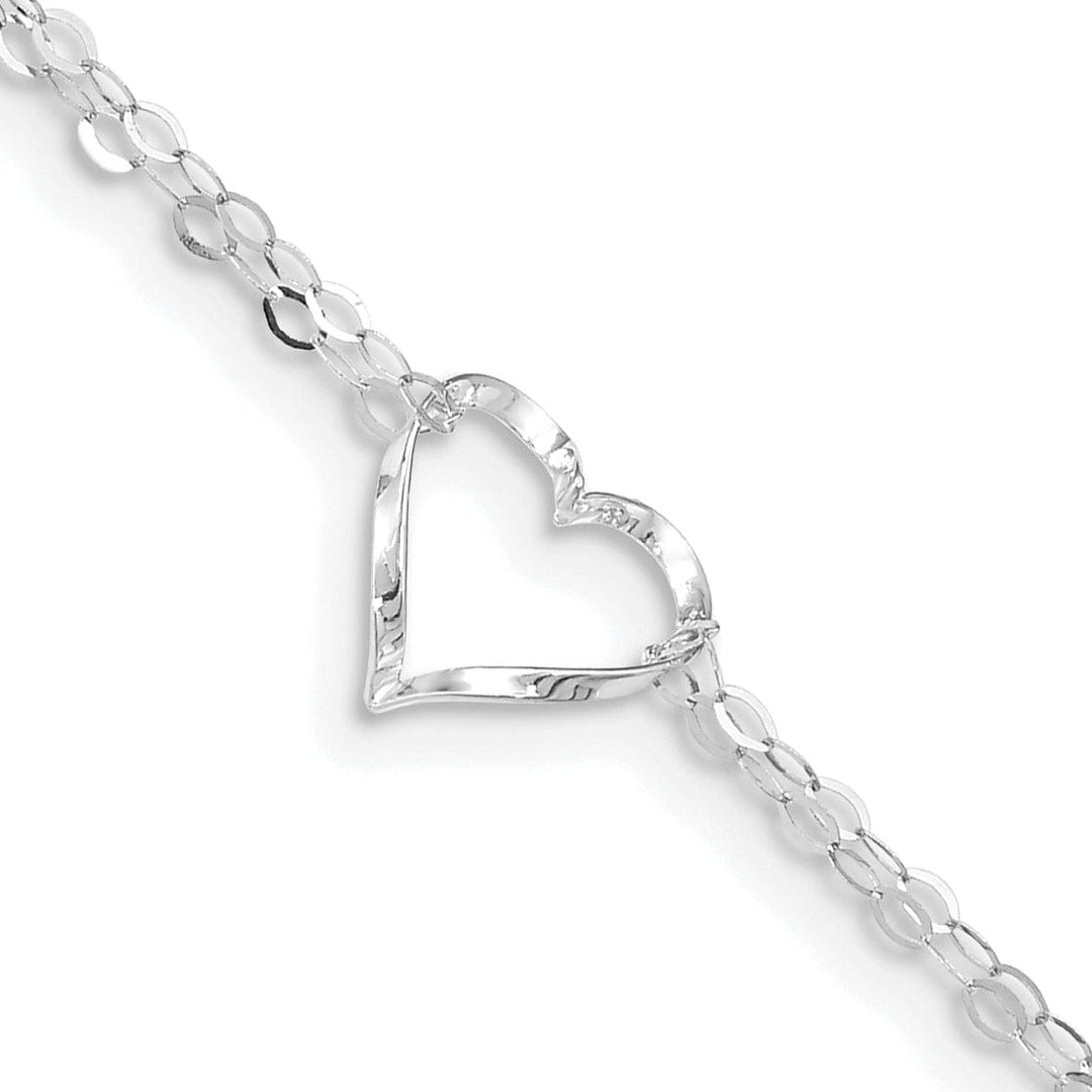 Lovely Rita's Anklets 14k White Gold Double Strand Heart Anklet