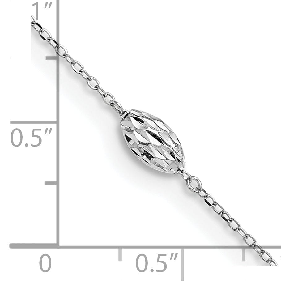 Lovely Rita's Anklets 14k White Gold Puffed Rice Bead Anklet