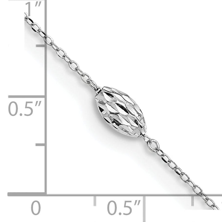 Lovely Rita's Anklets 14k White Gold Puffed Rice Bead Anklet