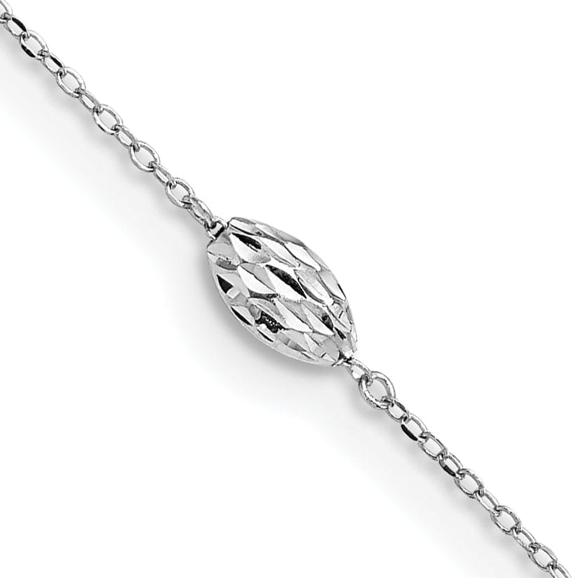 Lovely Rita's Anklets 14k White Gold Puffed Rice Bead Anklet