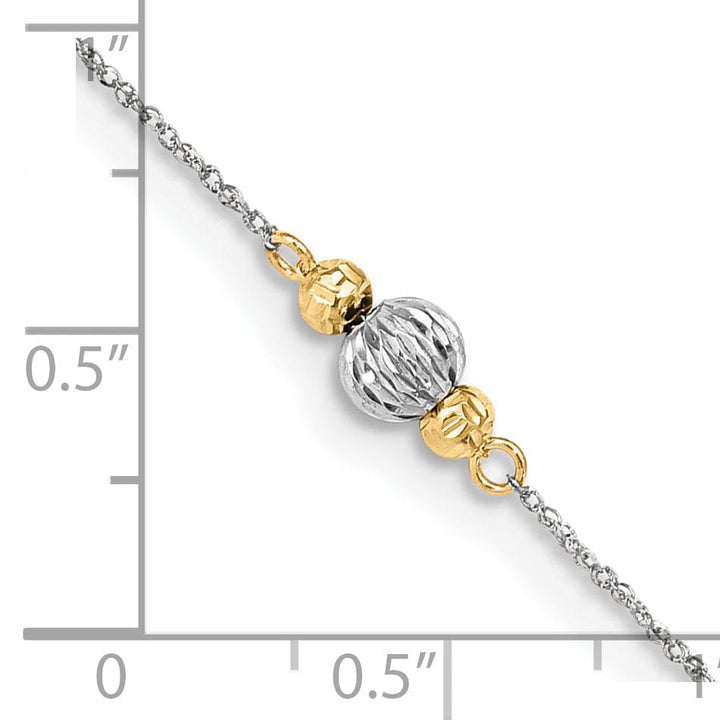 Lovely Rita's Anklets 14k White Gold Ropa Diamond Cut Bead Anklet