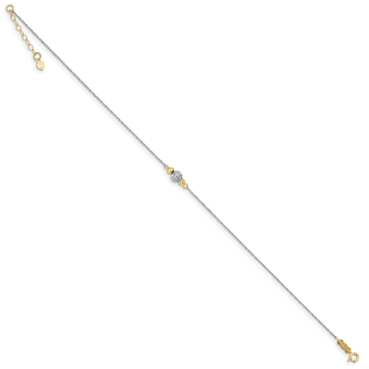 Lovely Rita's Anklets 14k White Gold Ropa Diamond Cut Bead Anklet