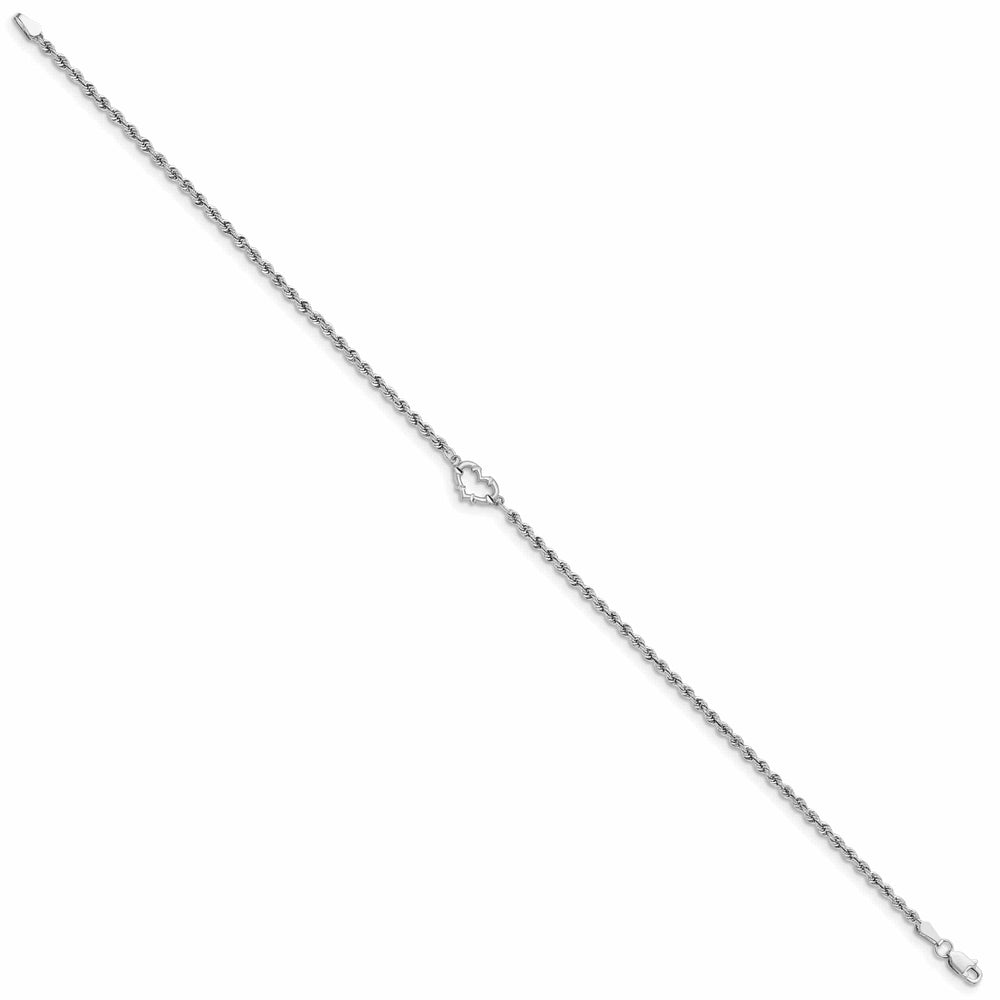 Lovely Rita's Anklets 14k White Gold Rope Heart Design Anklet