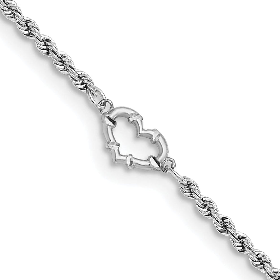 Lovely Rita's Anklets 14k White Gold Rope Heart Design Anklet