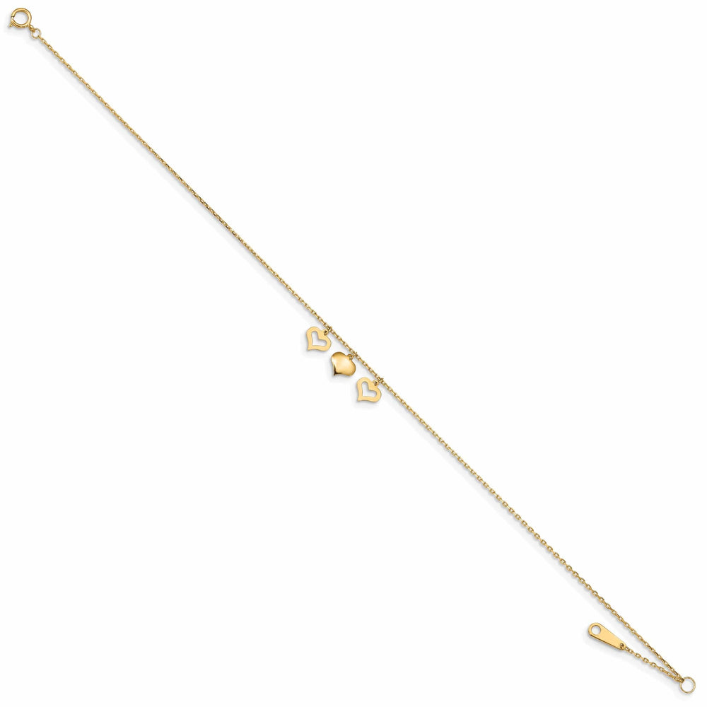 Lovely Rita's Anklets 14k Yellow Gold 3 Hearts Anklet