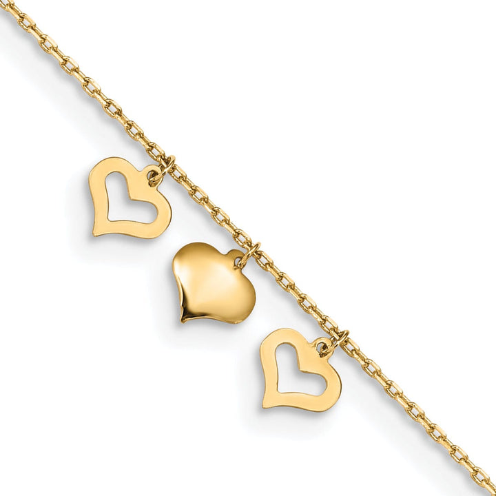 Lovely Rita's Anklets 14k Yellow Gold 3 Hearts Anklet