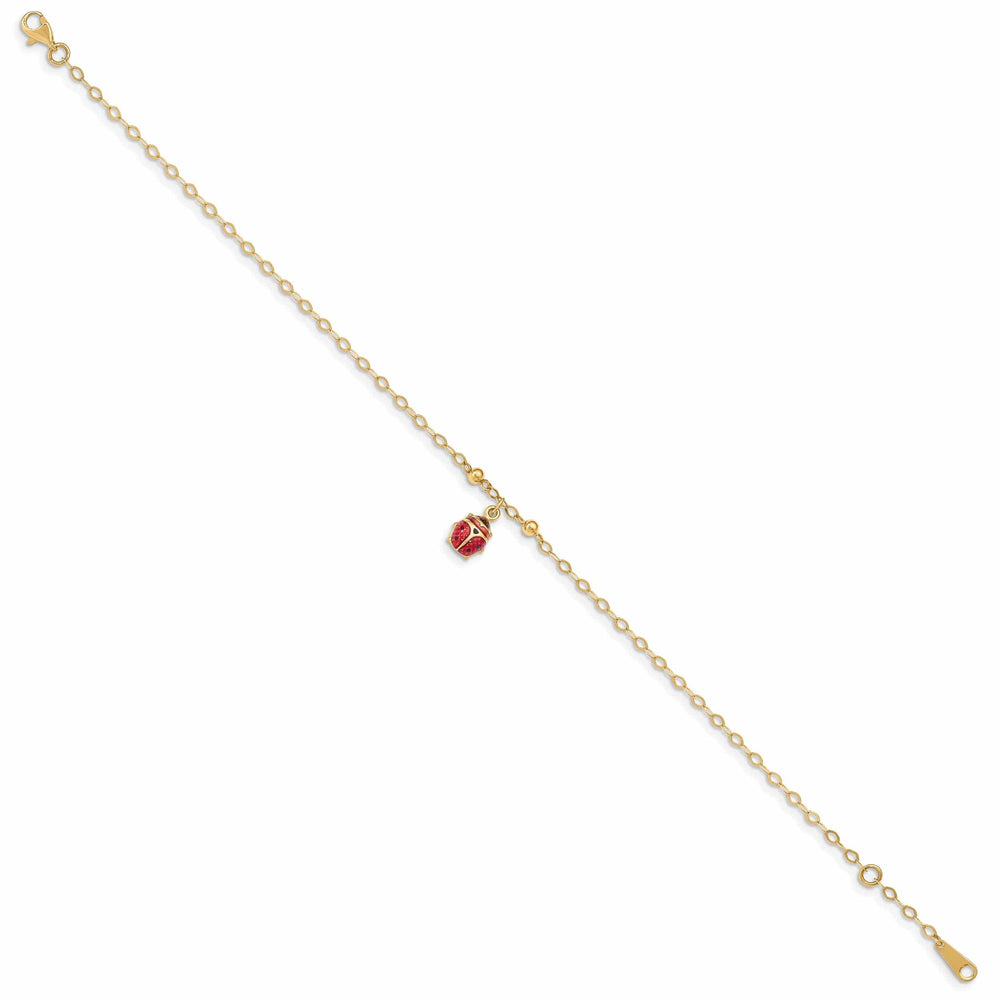 Lovely Rita's Anklets 14k Yellow Gold Adjustable Enameled Ladybug Anklet