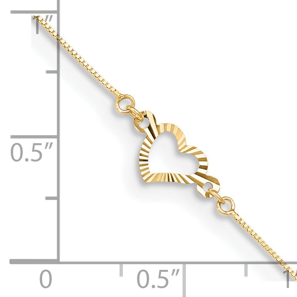 Lovely Rita's Anklets 14k Yellow Gold Adjustable Heart Anklet