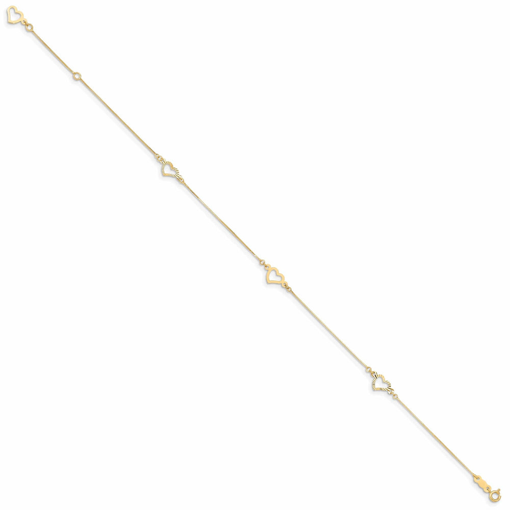 Lovely Rita's Anklets 14k Yellow Gold Adjustable Heart Anklet