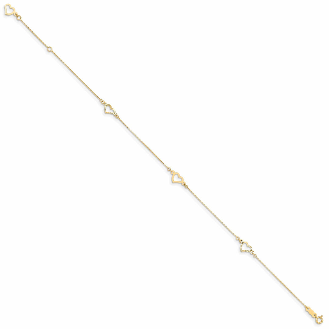 Lovely Rita's Anklets 14k Yellow Gold Adjustable Heart Anklet