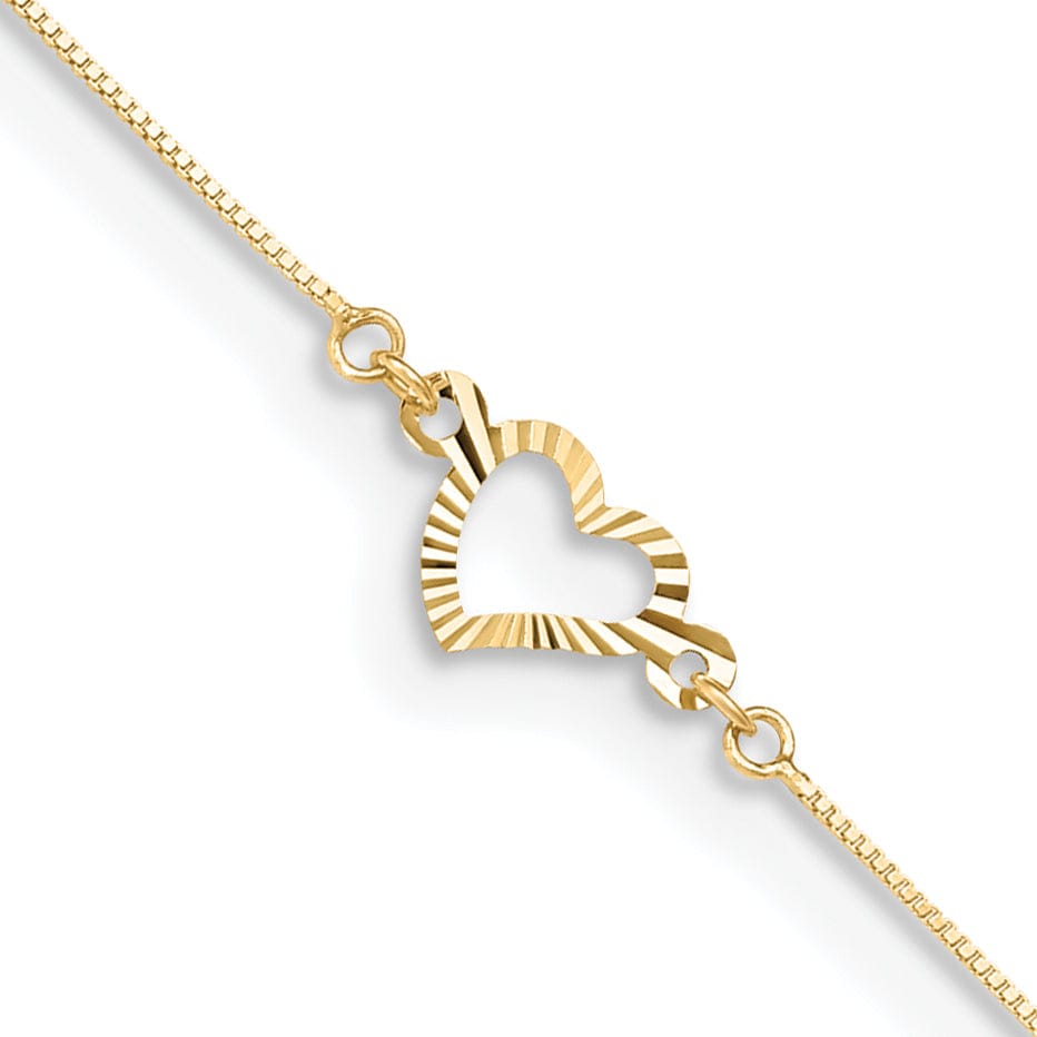 Lovely Rita's Anklets 14k Yellow Gold Adjustable Heart Anklet