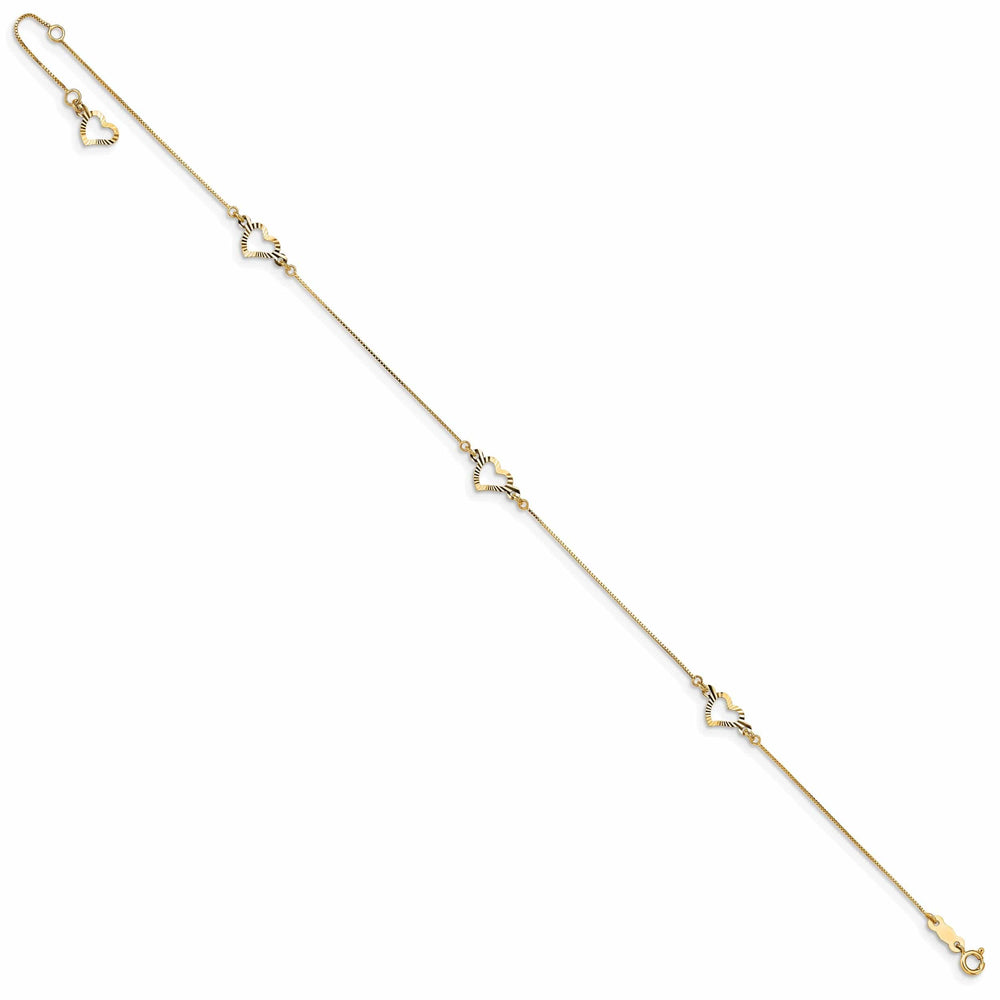Lovely Rita's Anklets 14k Yellow Gold Adjustable Heart Design Anklet