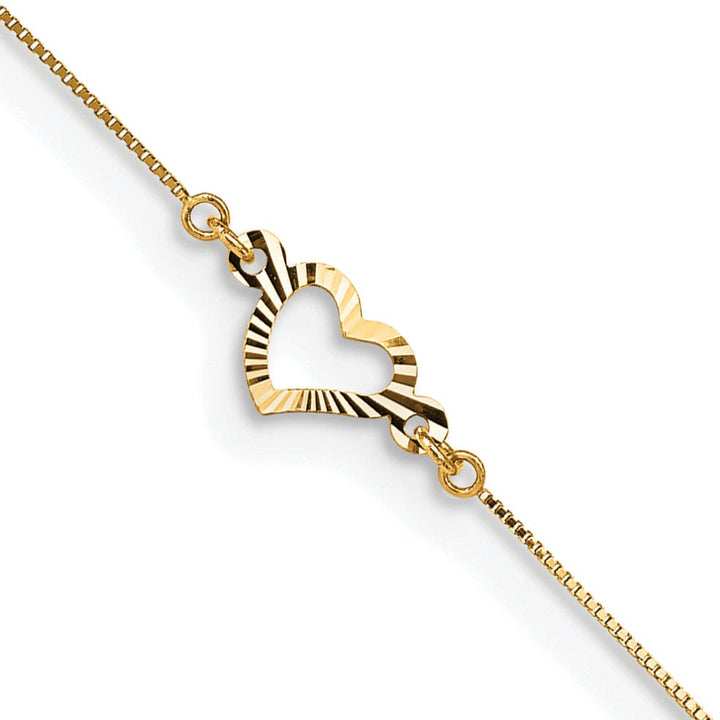 Lovely Rita's Anklets 14k Yellow Gold Adjustable Heart Design Anklet