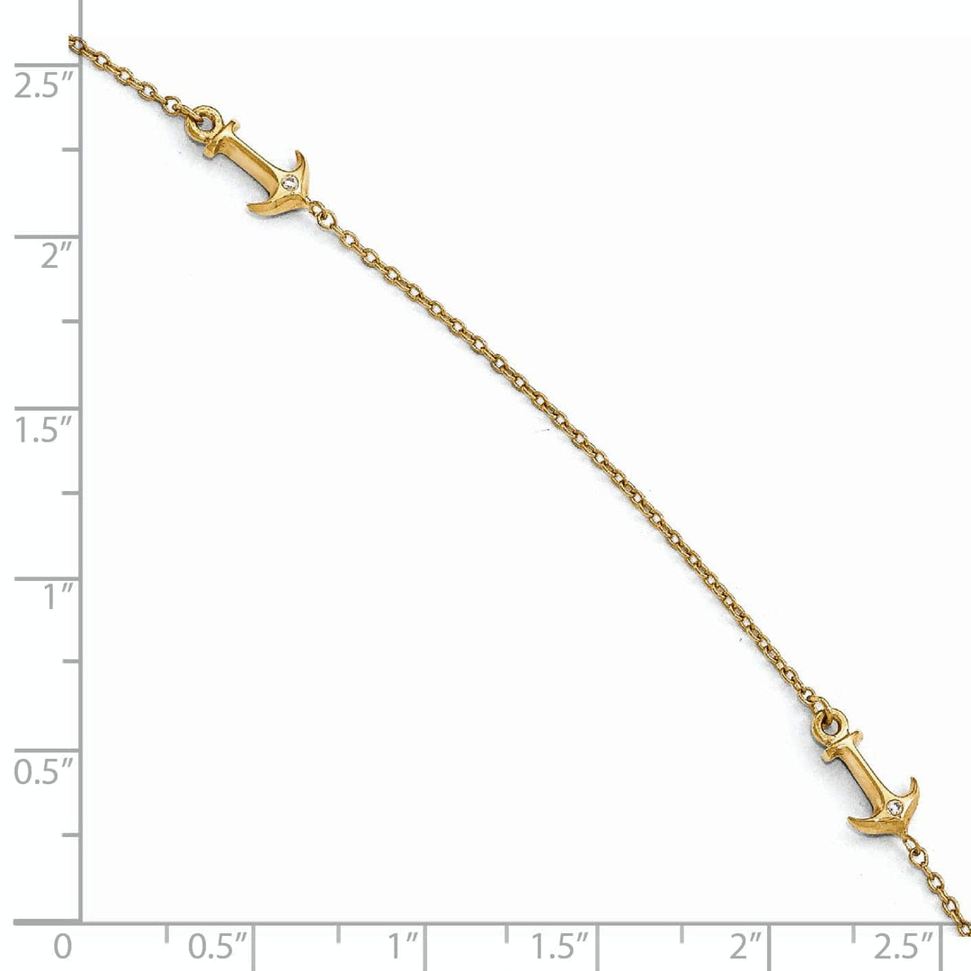 Lovely Rita's Anklets 14k Yellow Gold C.Z Polished Anchor Anklet