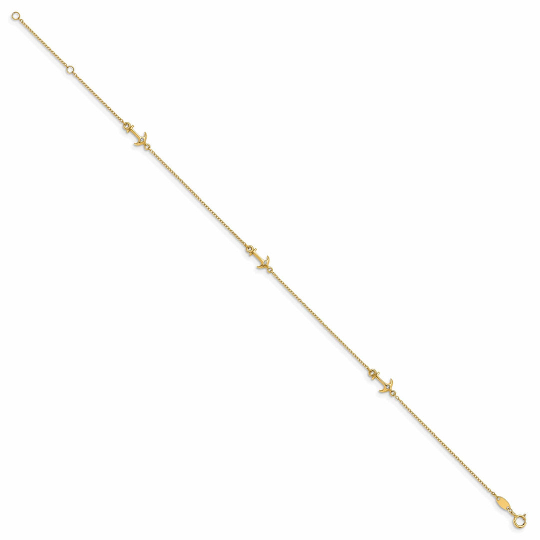 Lovely Rita's Anklets 14k Yellow Gold C.Z Polished Anchor Anklet