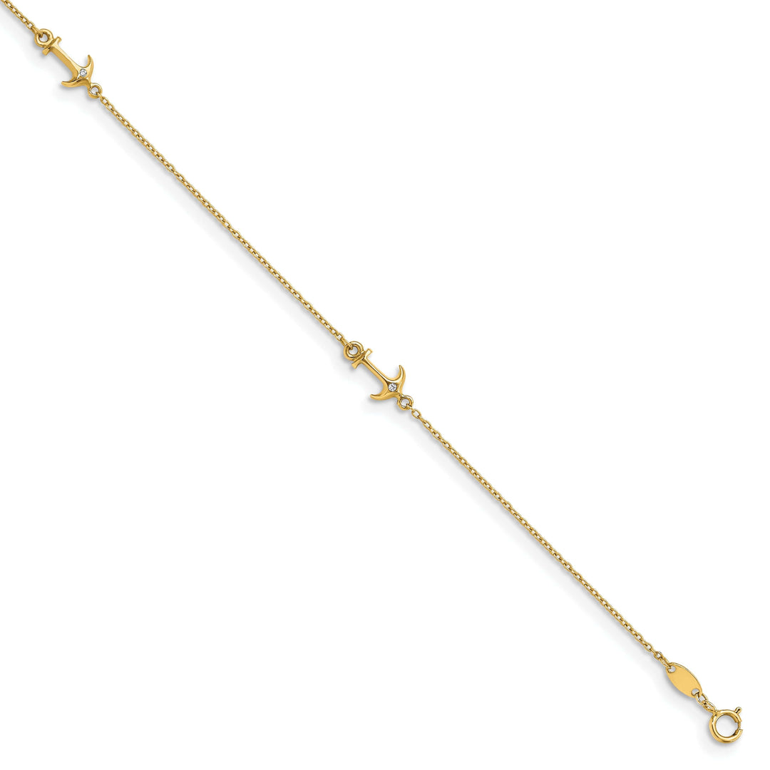 Lovely Rita's Anklets 14k Yellow Gold C.Z Polished Anchor Anklet