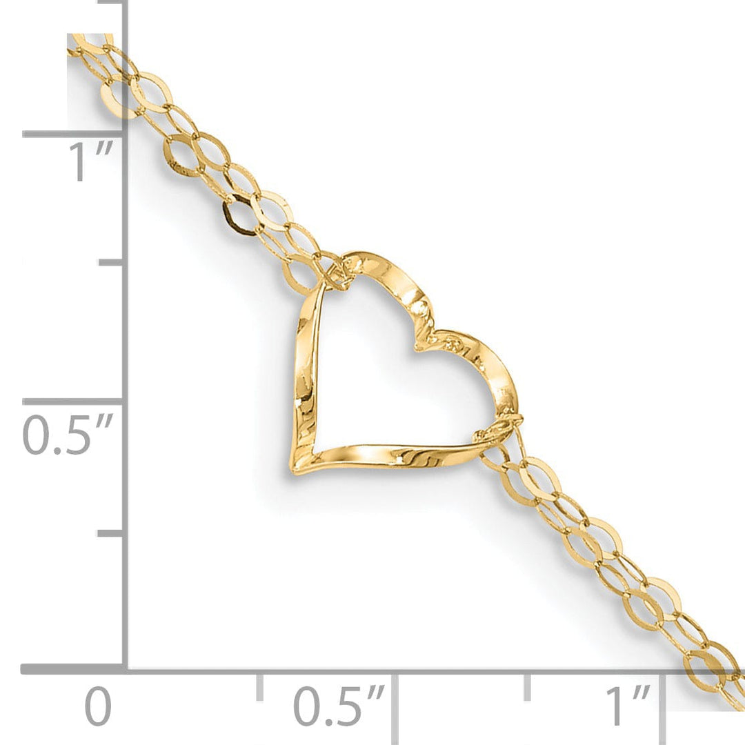 Lovely Rita's Anklets 14k Yellow Gold Double Strand Heart Anklet