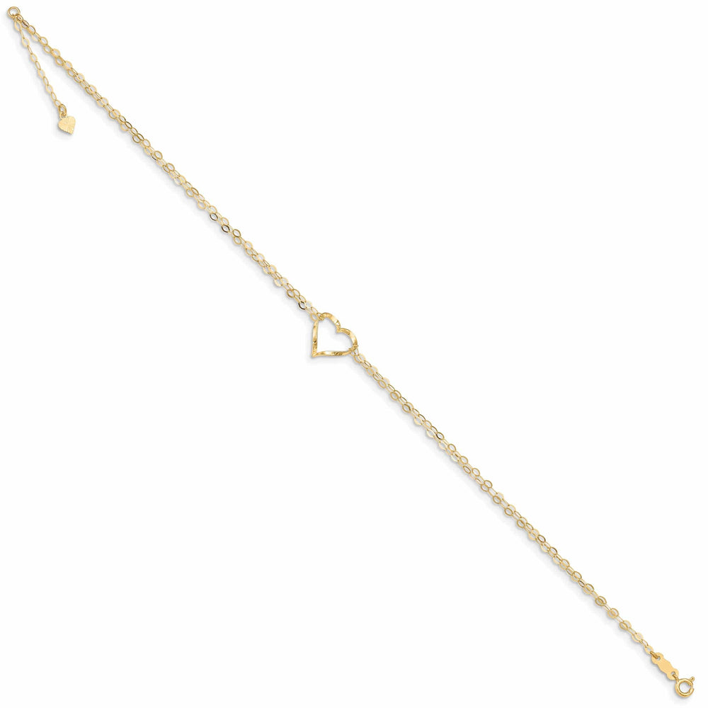 Lovely Rita's Anklets 14k Yellow Gold Double Strand Heart Anklet