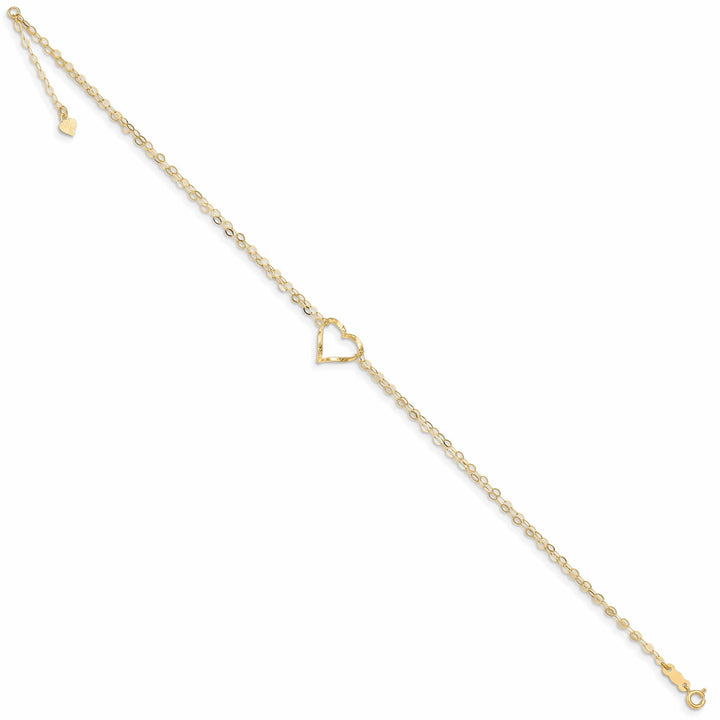 Lovely Rita's Anklets 14k Yellow Gold Double Strand Heart Anklet