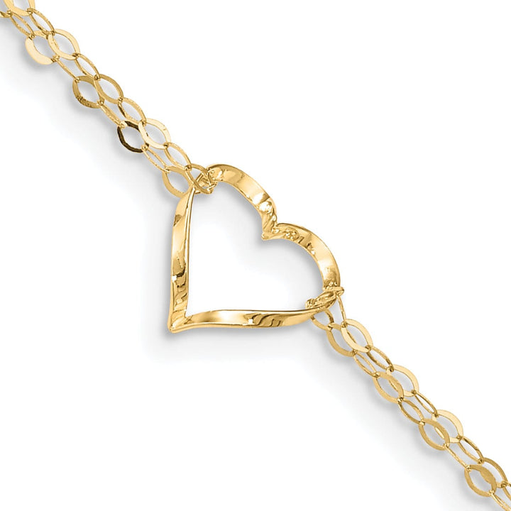 Lovely Rita's Anklets 14k Yellow Gold Double Strand Heart Anklet