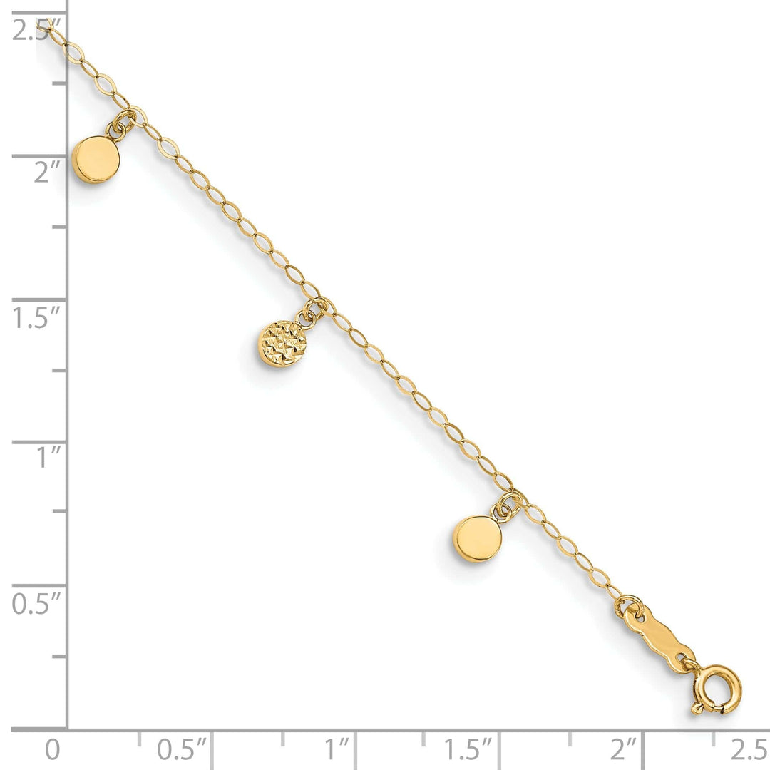 Lovely Rita's Anklets 14k Yellow Gold Hollow Dangle Circle Anklet