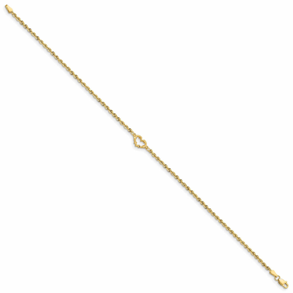 Lovely Rita's Anklets 14k Yellow Gold Open Heart Rope Anklet