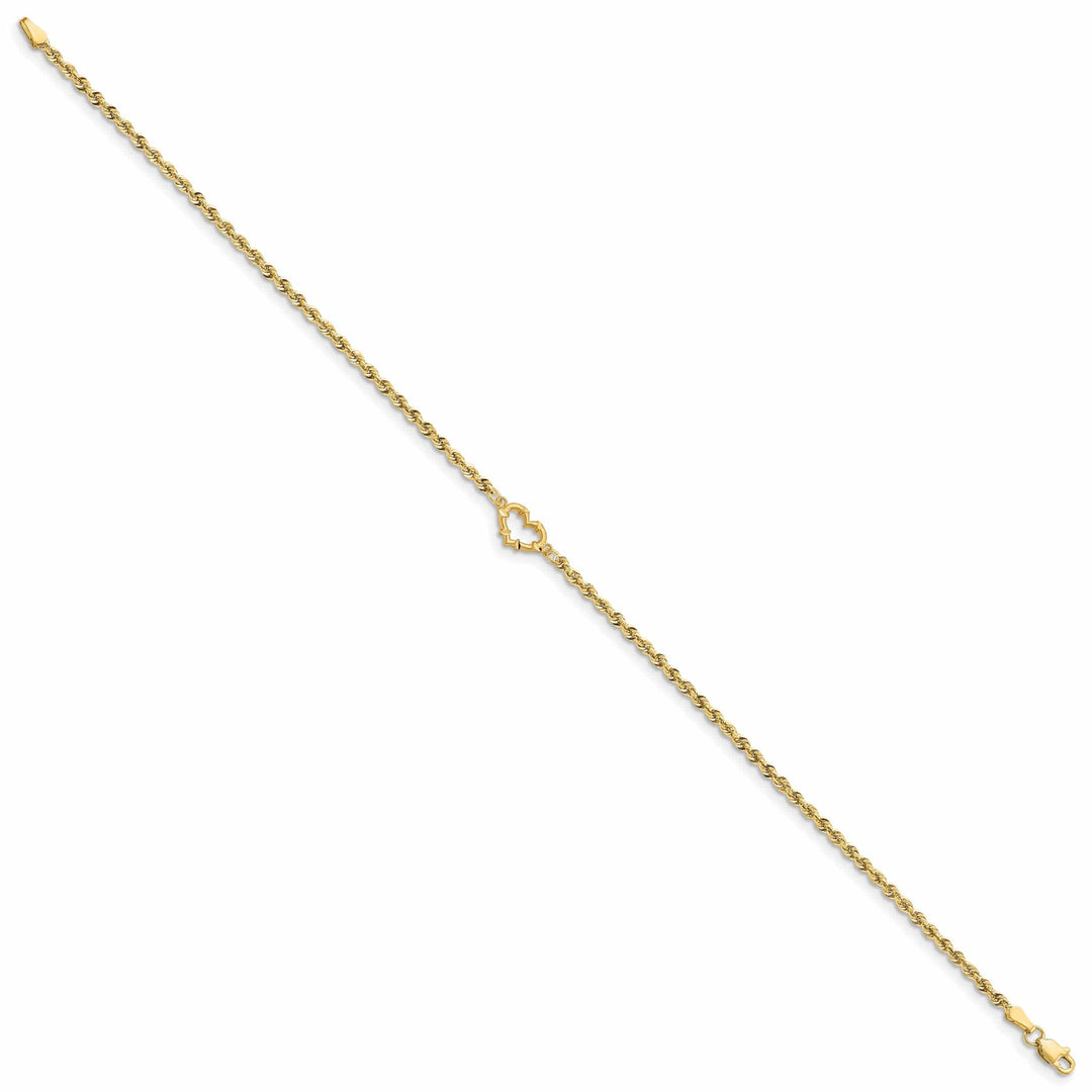 Lovely Rita's Anklets 14k Yellow Gold Open Heart Rope Anklet