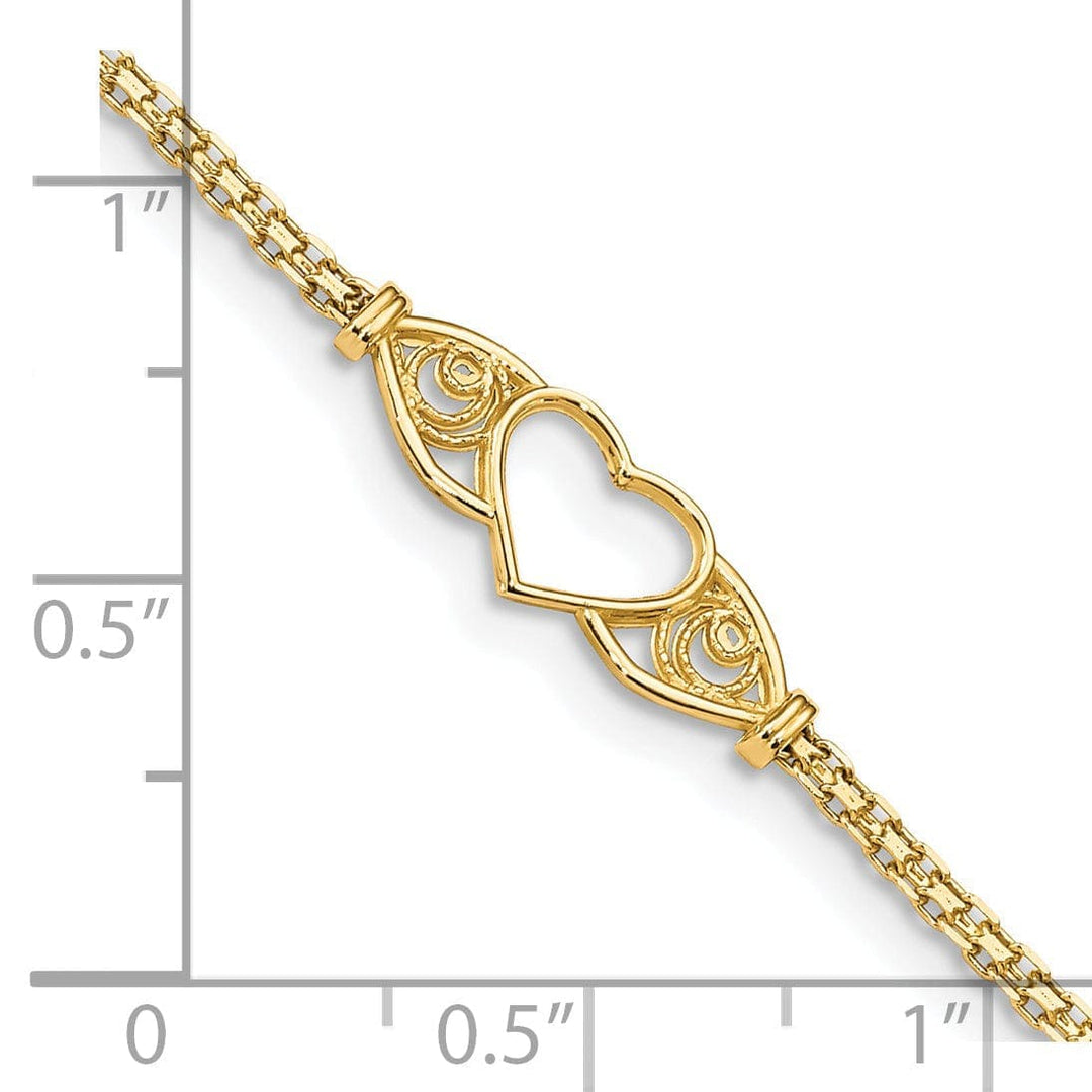 Lovely Rita's Anklets 14K Yellow Gold Polished Antiqued Heart Anklet