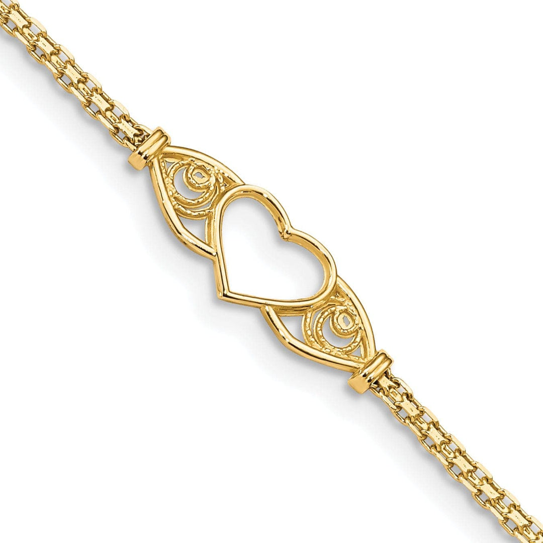 Lovely Rita's Anklets 14K Yellow Gold Polished Antiqued Heart Anklet