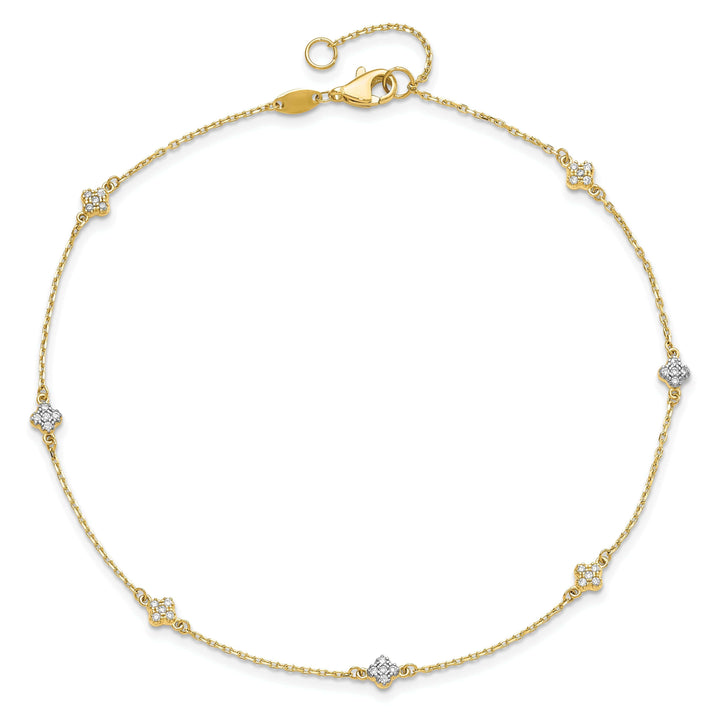 Lovely Rita's Anklets 14k Yellow Gold Polished C.Z Flower Anklet