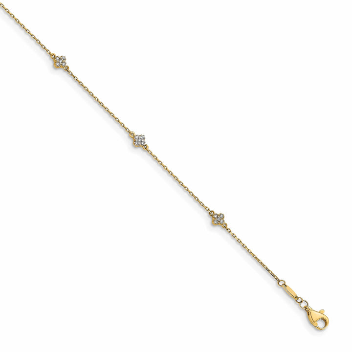 Lovely Rita's Anklets 14k Yellow Gold Polished C.Z Flower Anklet