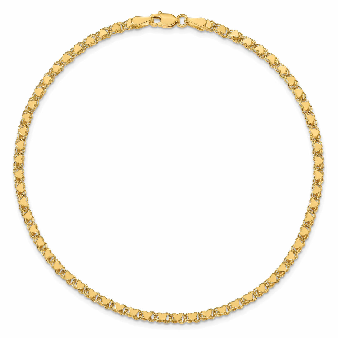 Lovely Rita's Anklets 14K Yellow Gold Polished Double-Sided Heart Anklet