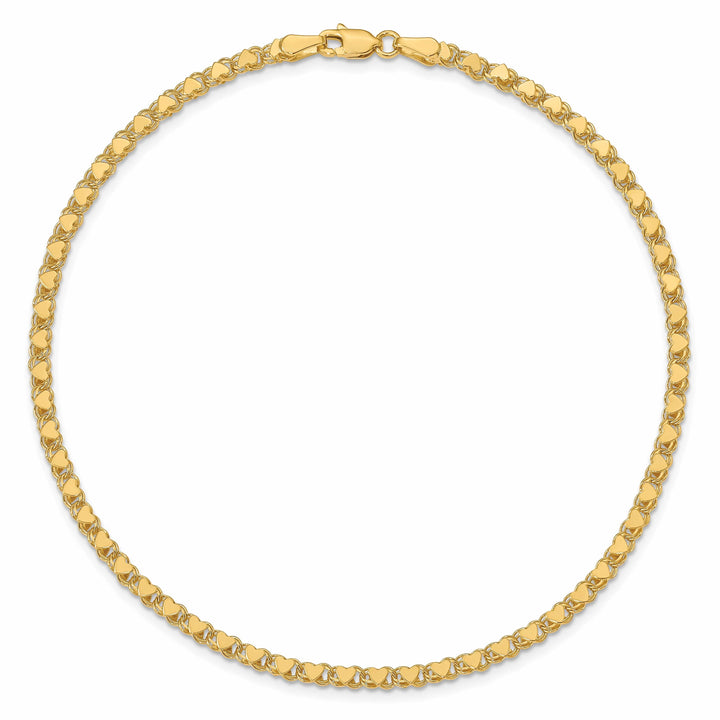 Lovely Rita's Anklets 14K Yellow Gold Polished Double-Sided Heart Anklet