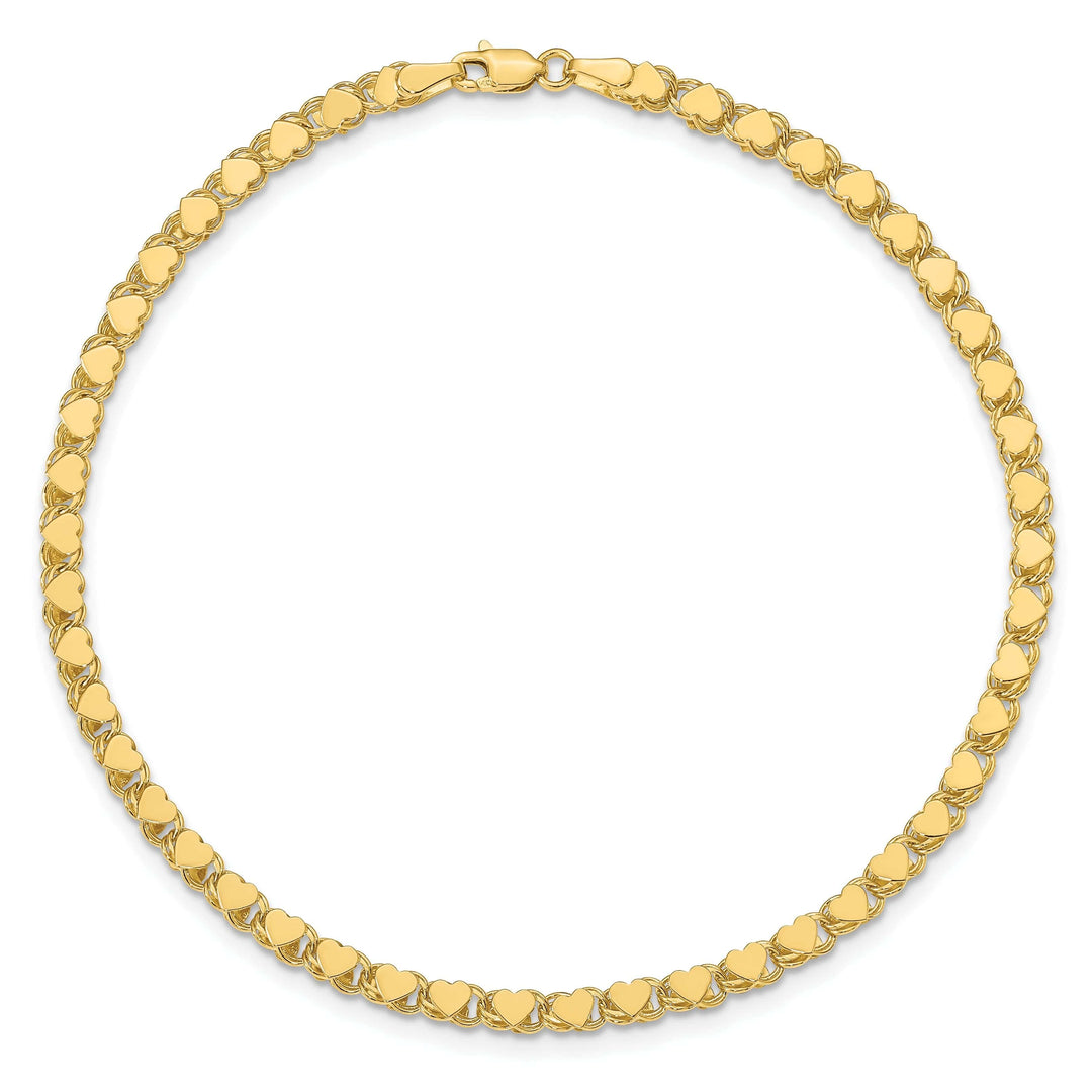 Lovely Rita's Anklets 14K Yellow Gold Polished Double-Sided Heart Anklet