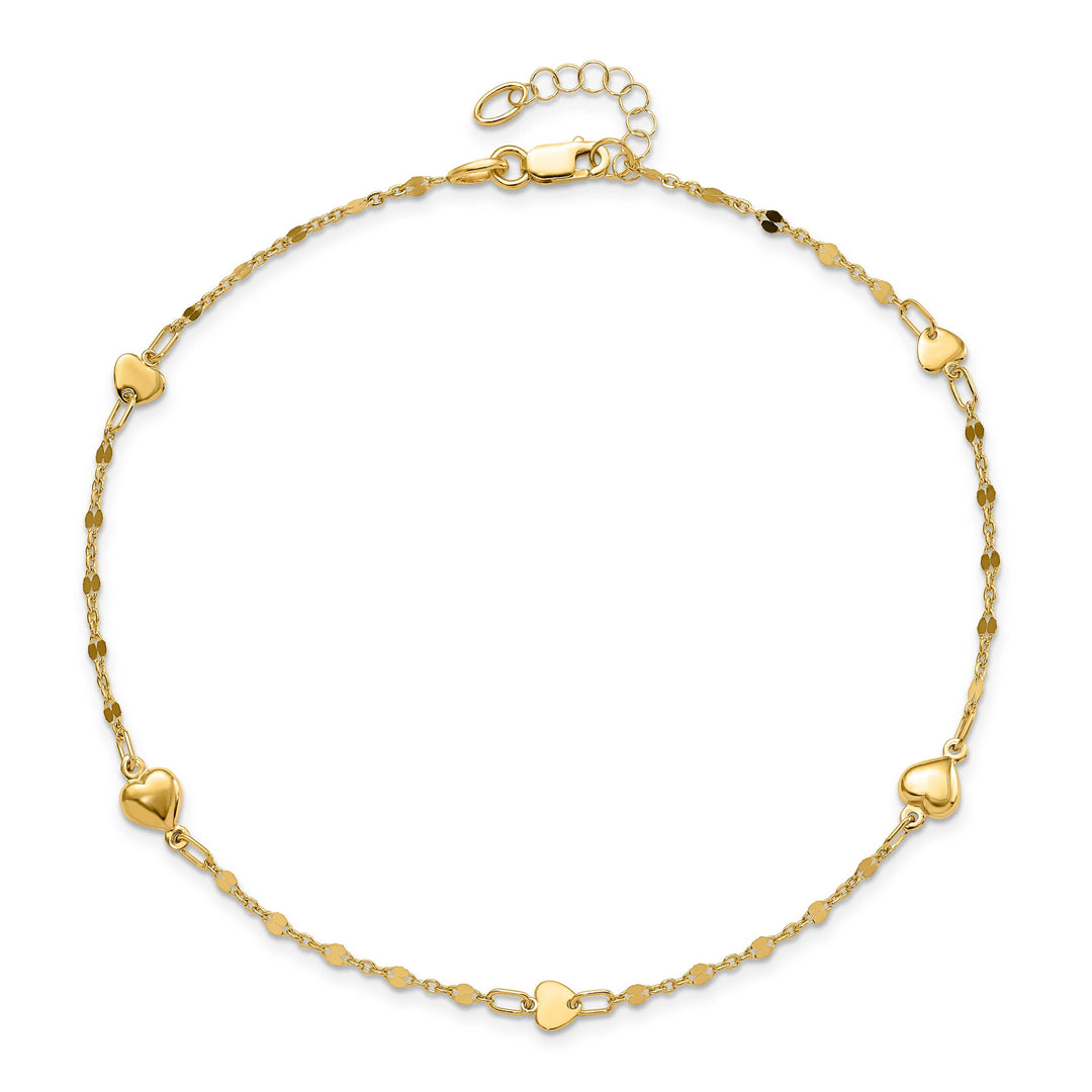 Lovely Rita's Anklets 14k Yellow Gold Polished Heart Anklet