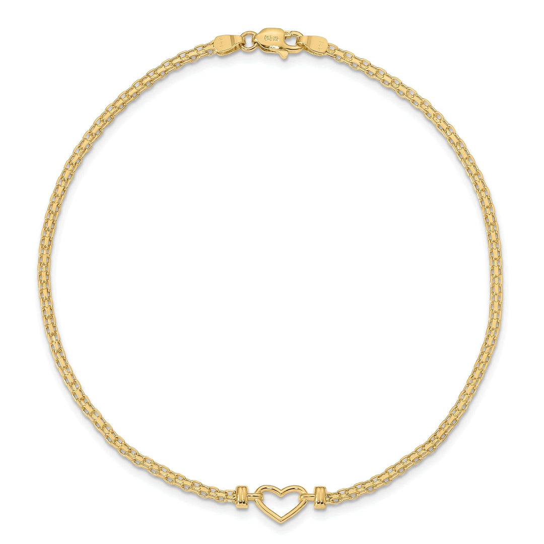 Lovely Rita's Anklets 14K Yellow Gold Polished Open-Heart Anklet